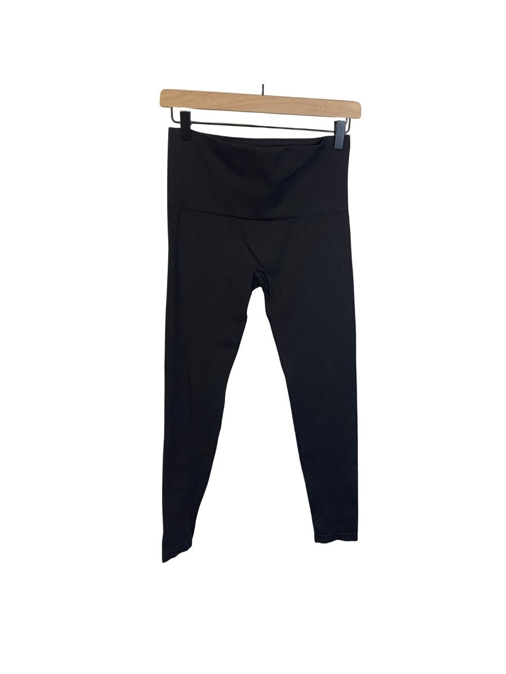 Assex by SPANX Black Mid-Rise 7/8 Length Legging Wide Waistband Slimming Sz M